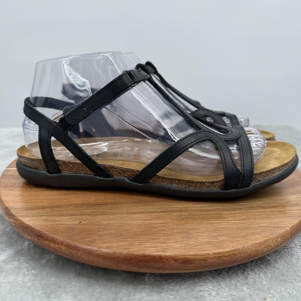 Naot Shoes Womens Size 8 Black Leather Dorith Strappy Sandals Cushioned